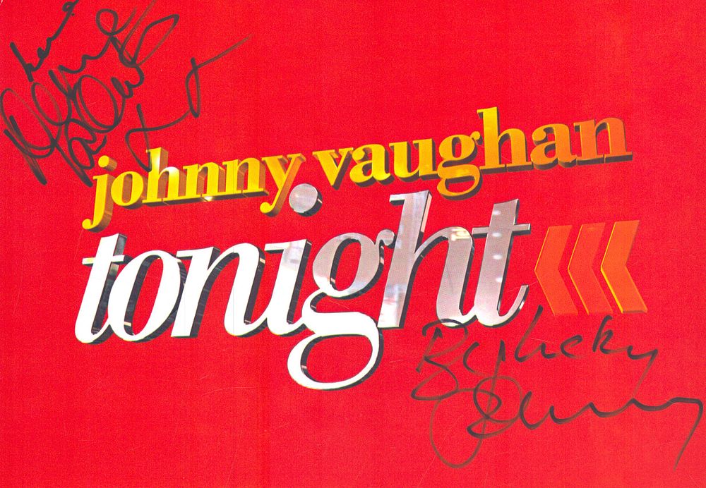 Lot 172: Johnny Vaughan Tonight Card Signed By Both Johnny...