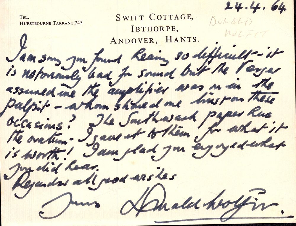 Lot 188: Donald Wolfit (Actor) ALS congratulating Sir Frederick Ashton...