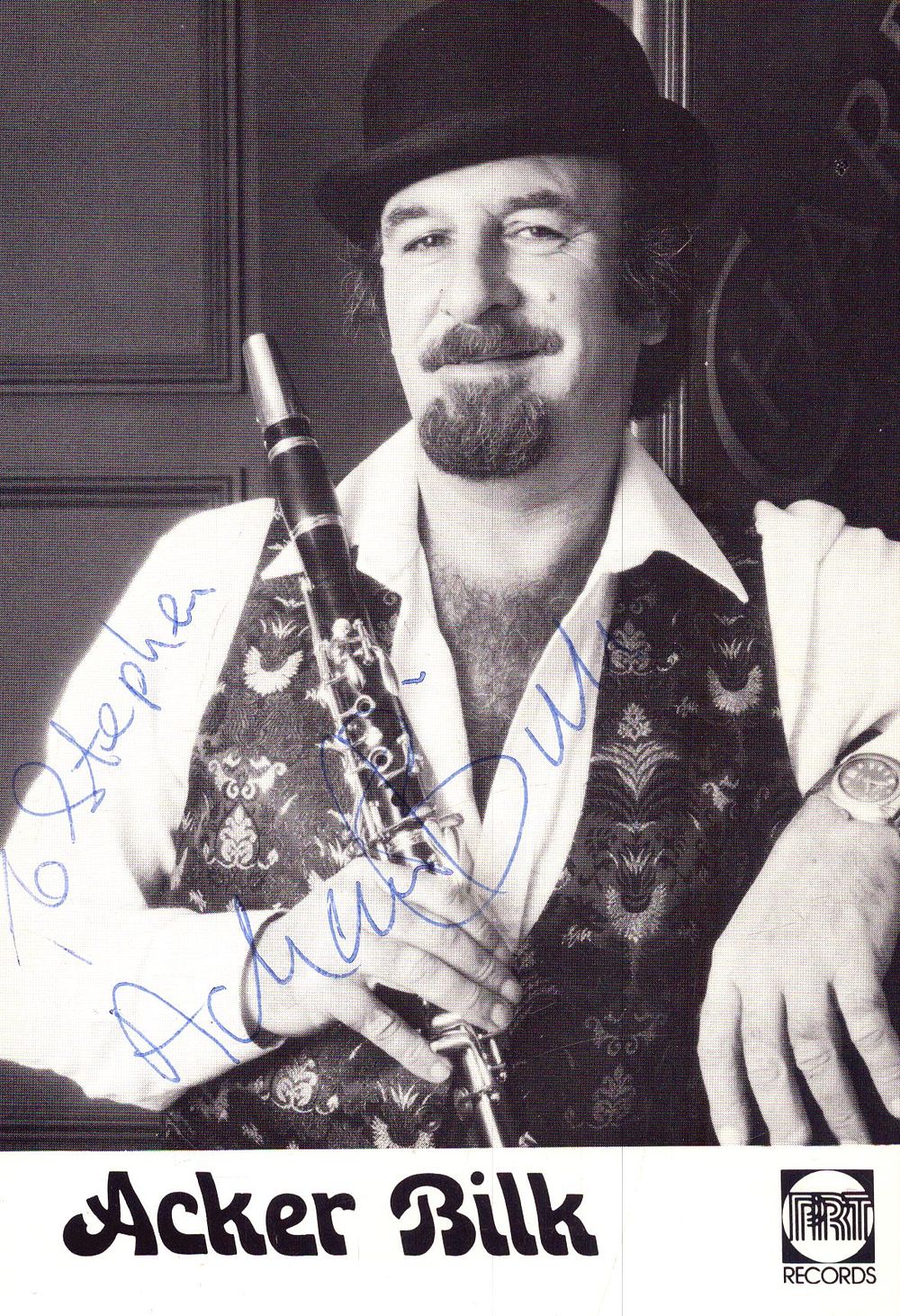 Lot 195: Acker Bilk signed 6x4inch black and white photo....