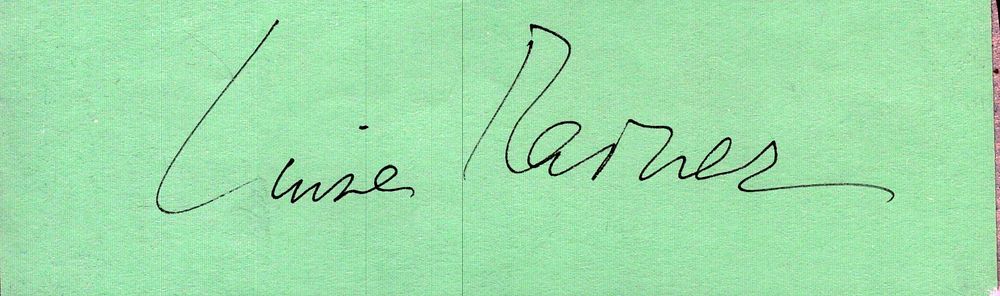 Lot 197: Luise Rainer signed signature piece.