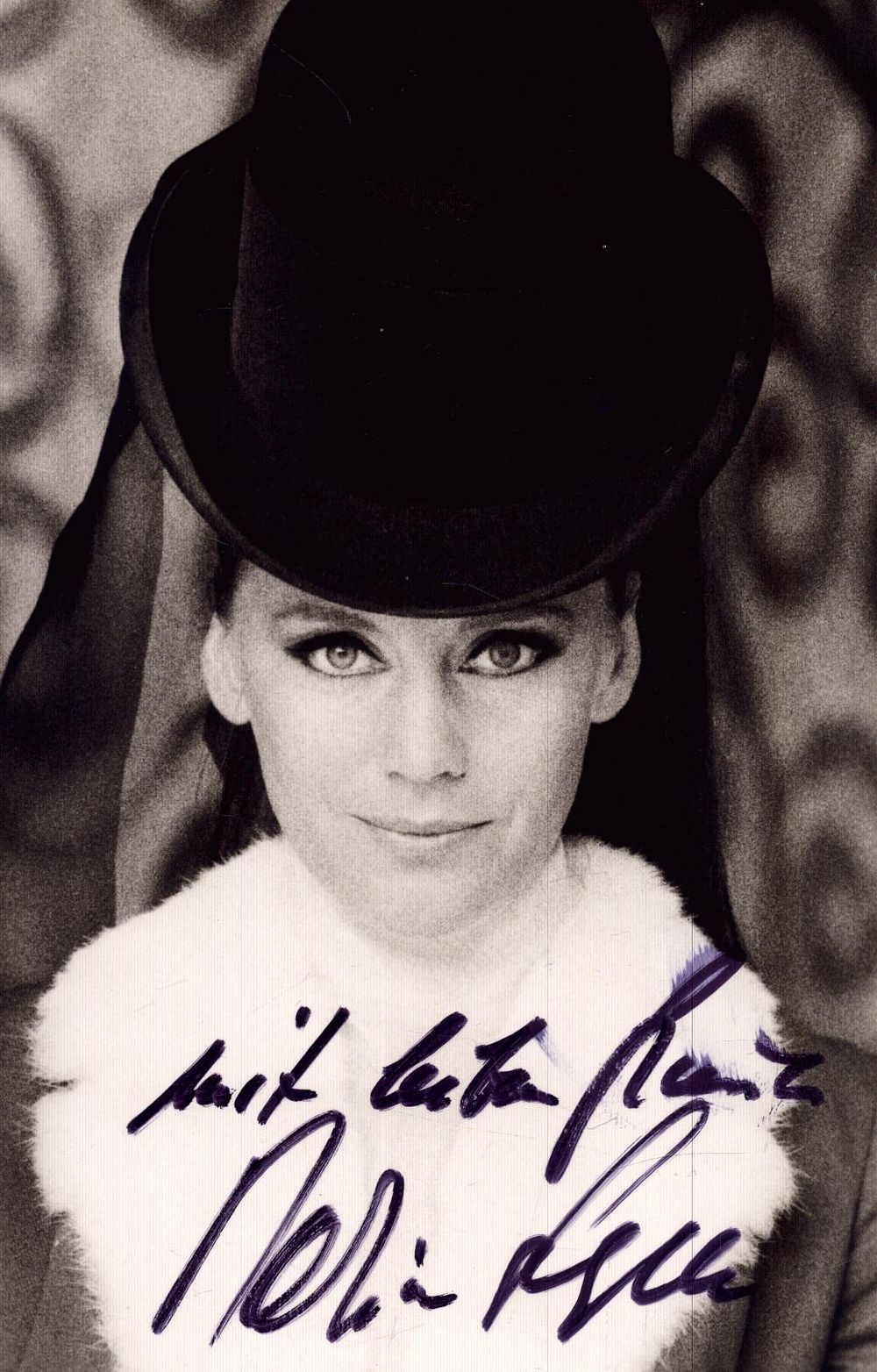Lot 218: Maria Schell signed 6x4 inch black and white...
