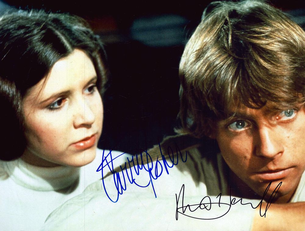 Lot 227: Star Wars Carrie Fisher and Mark Hamill signed...