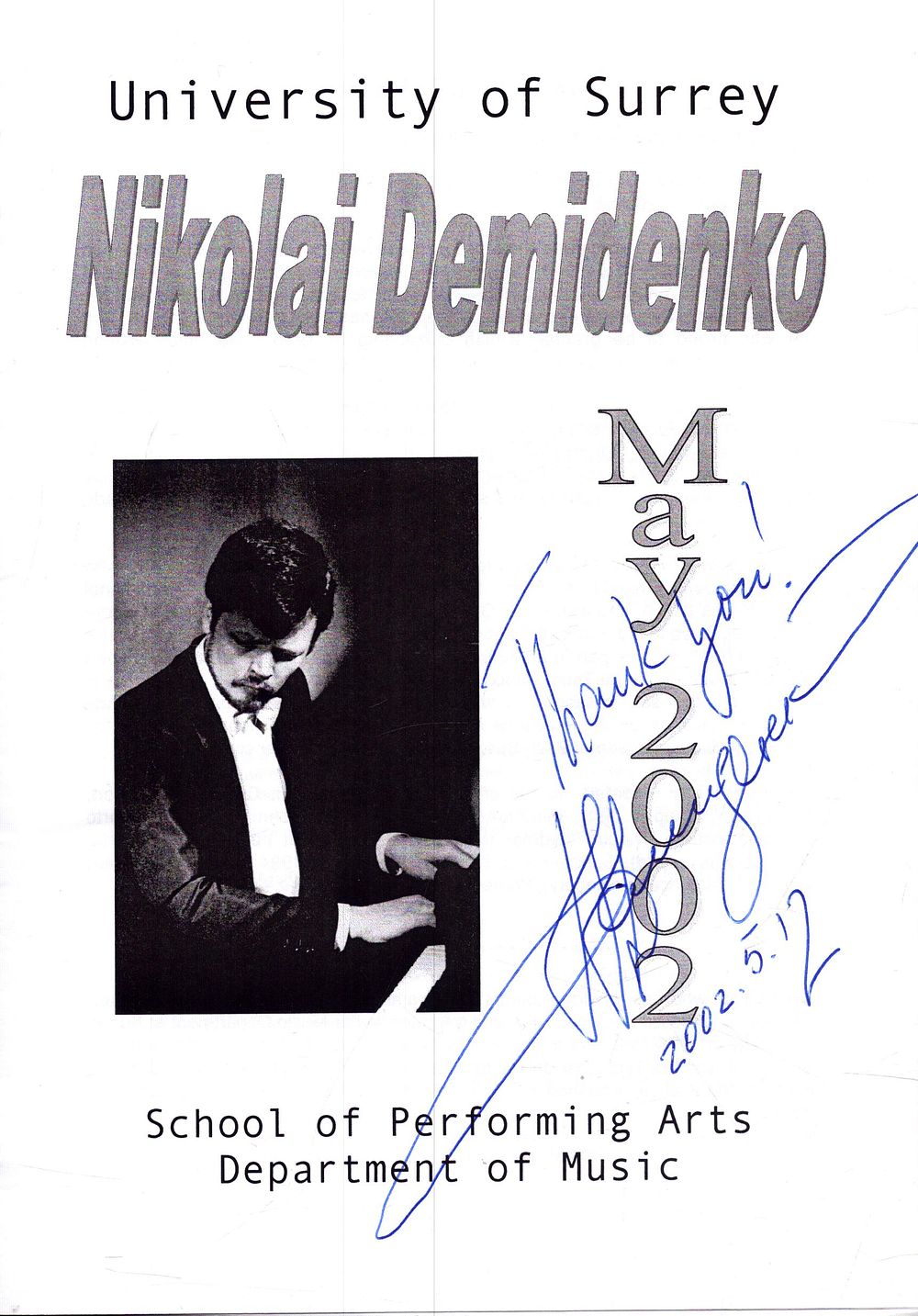 Lot 242: Nikolai Demidenko signed programme.