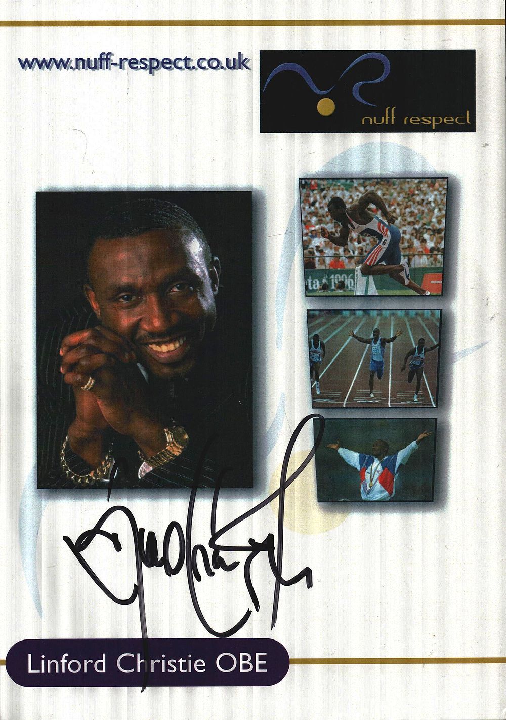 Lot 283: Linford Christie, OBE signed promo colour photo.