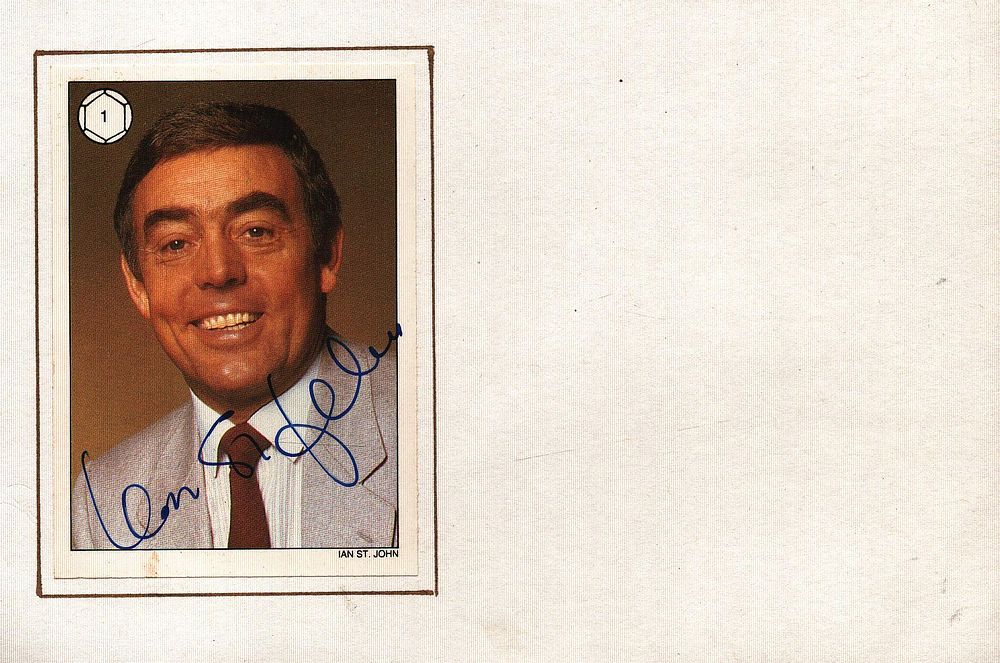 Lot 289: Ian St John signed sticker affixed onto white...