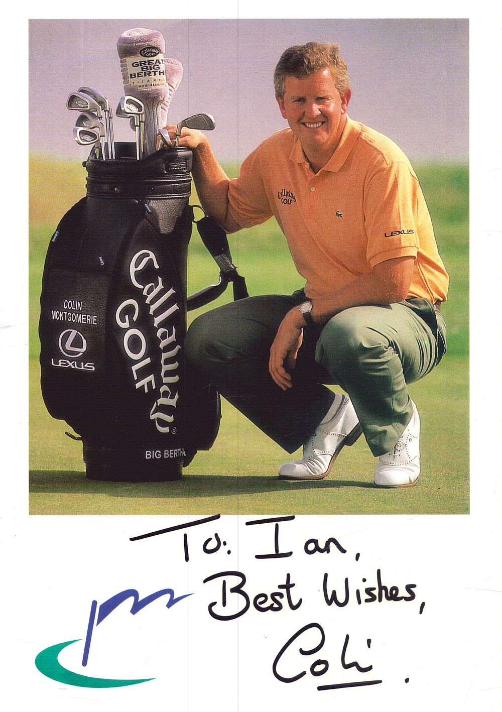 Lot 311: Colin Montgomerie signed photo image, approx. 8x6, DEDICATED.