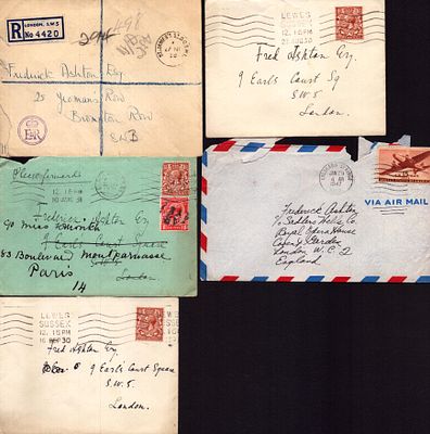 Frederick Ashton handwritten envelopes includes 3, Lydia Keynes, Norda Kaye and St James Palace.