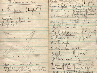Frederick Ashton handwritten notes on his ballet "Illuminations" written for New York City Ballet.