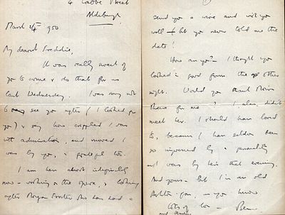 Benjamin Britten (Composer) 3,sided letter to Frederick Ashton regarding Les Illuminations" a 