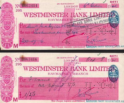 Admiral Edward Evans signed cheque Antarctic Explorer 2nd in Command to Robert F. Scott’s Terra 