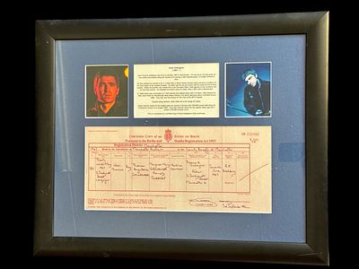 Noel Gallagher Birth Certificate. Facsimile of a certified copy of Noel Gallagher birth 