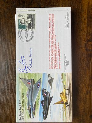 RAF Flown Ben Gunn and Charles Kenmir signed 45th ann Boulton Paul P111 First Flight 10 Oct 
