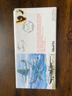 RAF Flown Edward Jimpy Shaw and Malcolm Wild signed 45th Ann Short SA4 Sperrin First Flight 10 
