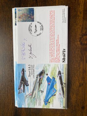 RAF Flown Angus McKinnon McVitie and Thomas Johnston signed 45th ann Short S.B.5. first flight 