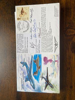 RAF Flown KG Hubbard, Ted Flavell, GM Bailey, AG Steele and S O'Connor signed 45th ann Vickers 