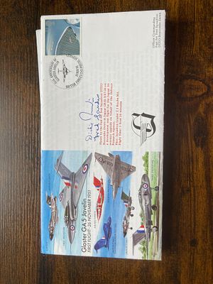 RAF Flown Dickie Martin Battle of Britain and Fred Sanders signed 45th ann Gloster GA5 Javelin 
