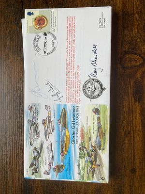 RAF Flown Jim Cooksey, Geoff Worrall and Roy Blundell signed 55th ann Gloster G41 Meteor first 
