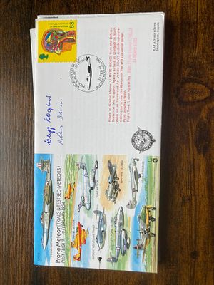 RAF Flown Cliff Rogers and Alan Bavin signed 45th Ann Prone Meteor (Trials & Testbed Meteors) 