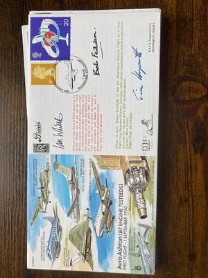 RAF Flown Ian Whittle, Bob Feilden and Jim Heyworth signed 50th ann Avro Ashton (Jet Engine 