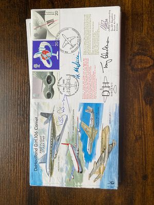 RAF Flown Tony Blackman, Robby Robinson and Allistair McDicken signed 50th ann DeHavilland 
