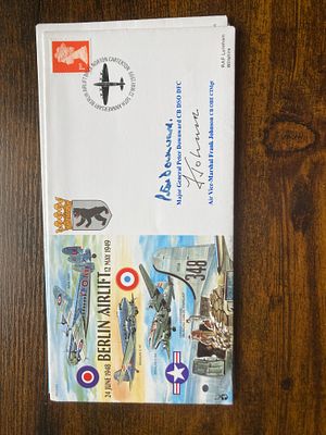 RAF Flown Maj Gen Peter Downward and Air V Marshall Frank Johnson signed 50th ann Berlin 