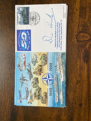 RAF Flown Admiral Sir John Bush CIC NATO 1967-70 signed 50th Ann of NATO 15 Mar 1999 JS(CC)61 