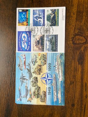 RAF Flown unsigned official FDC 50th Ann of NATO 15 Mar 1999 JS(CC)61 WW2 FDC. Nice stamp set 