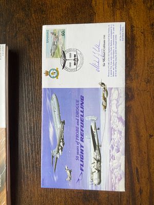 RAF Flown Sir Michael Cobham CBE signed 50 years of Probe and Drogue Flight Refuelling JS(CC)66 