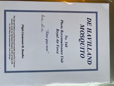 WW2 Flt Lt G M Randles 540 sqn signed De Havilland Mosquito Bookplate biography card. Flight 