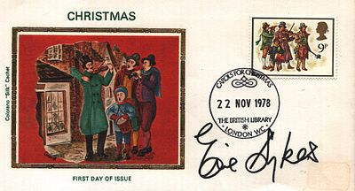 Eric Sykes signed FDC. Christmas. Single stamp plus Single post marked 22 Nov 1978.