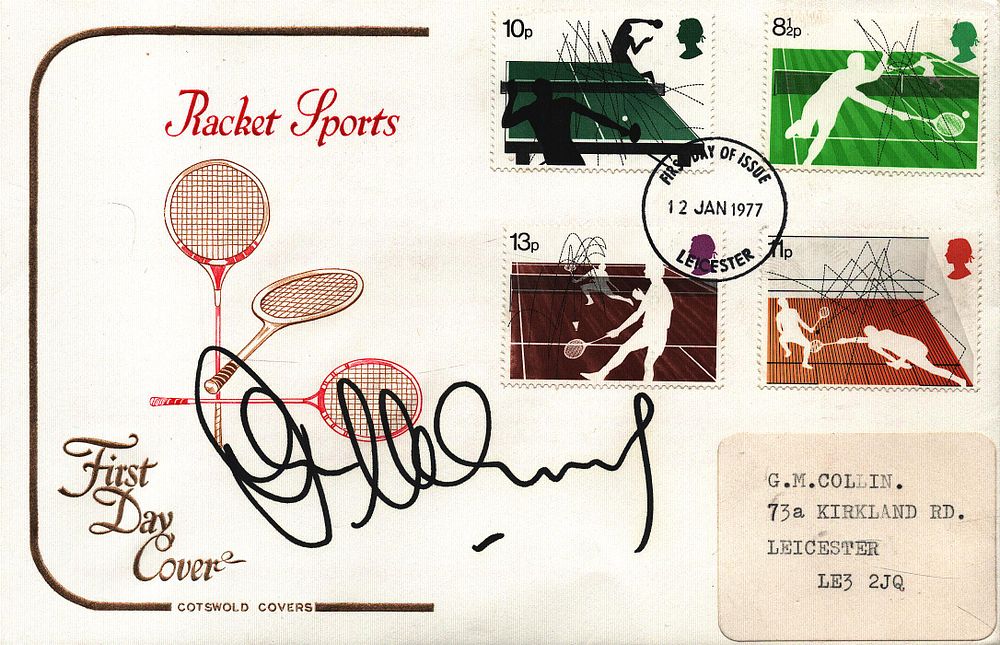 Lot 159: John McEnroe signed FDC. Racket Sports. Four Stamps...