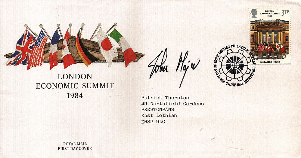 Lot 163: John Major signed FDC. London Economic Summit 1984....