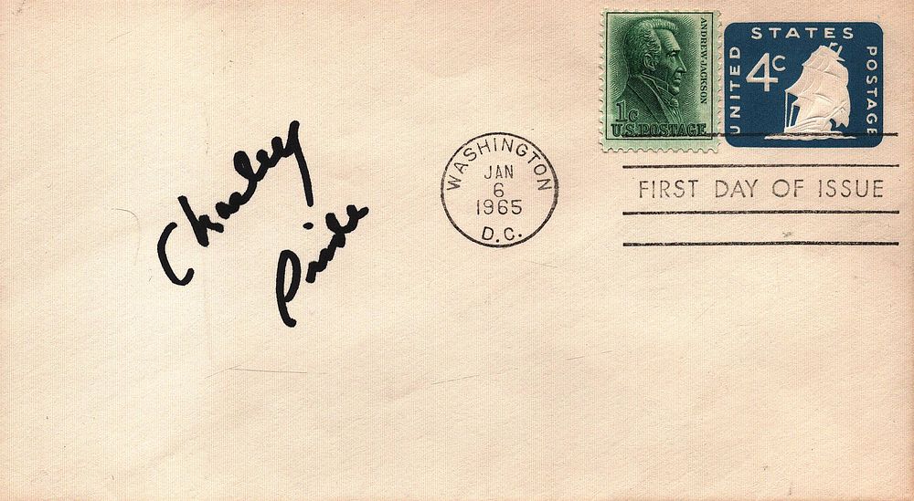 Lot 168: Charley Pride signed FDC. Double Stamp plus Single...