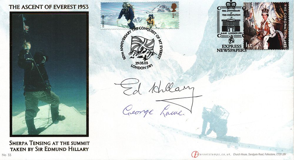 Lot 172: Sir Edmund Hillary & George Lowe multi signed...