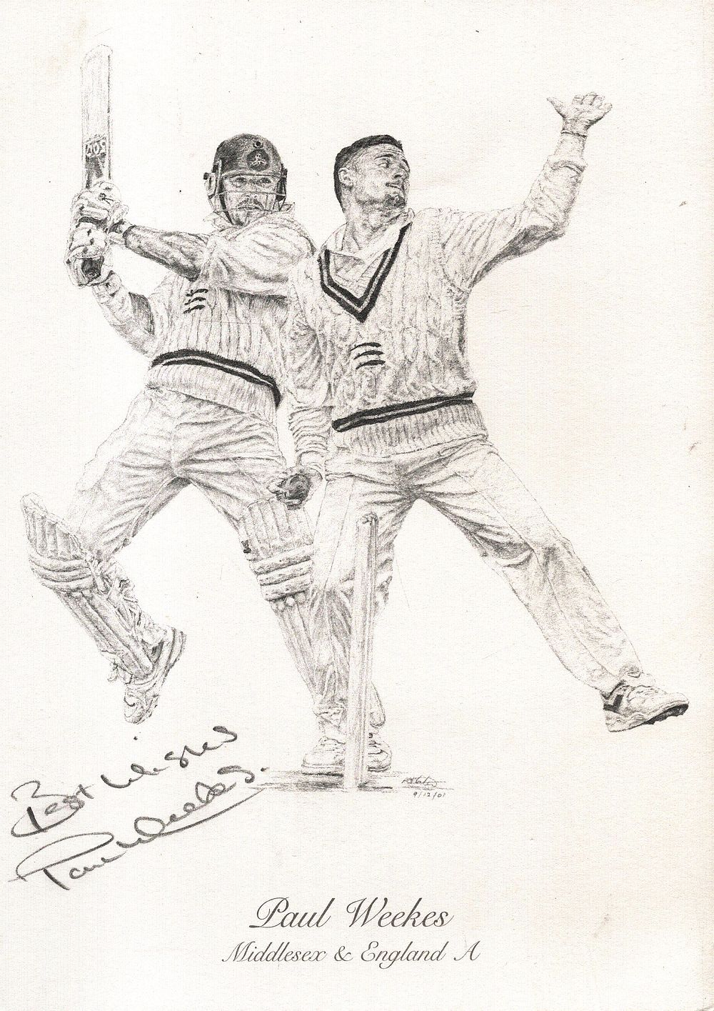 Lot 181: Paul Weekes signed signature in pencilled. Sketch Portrait...