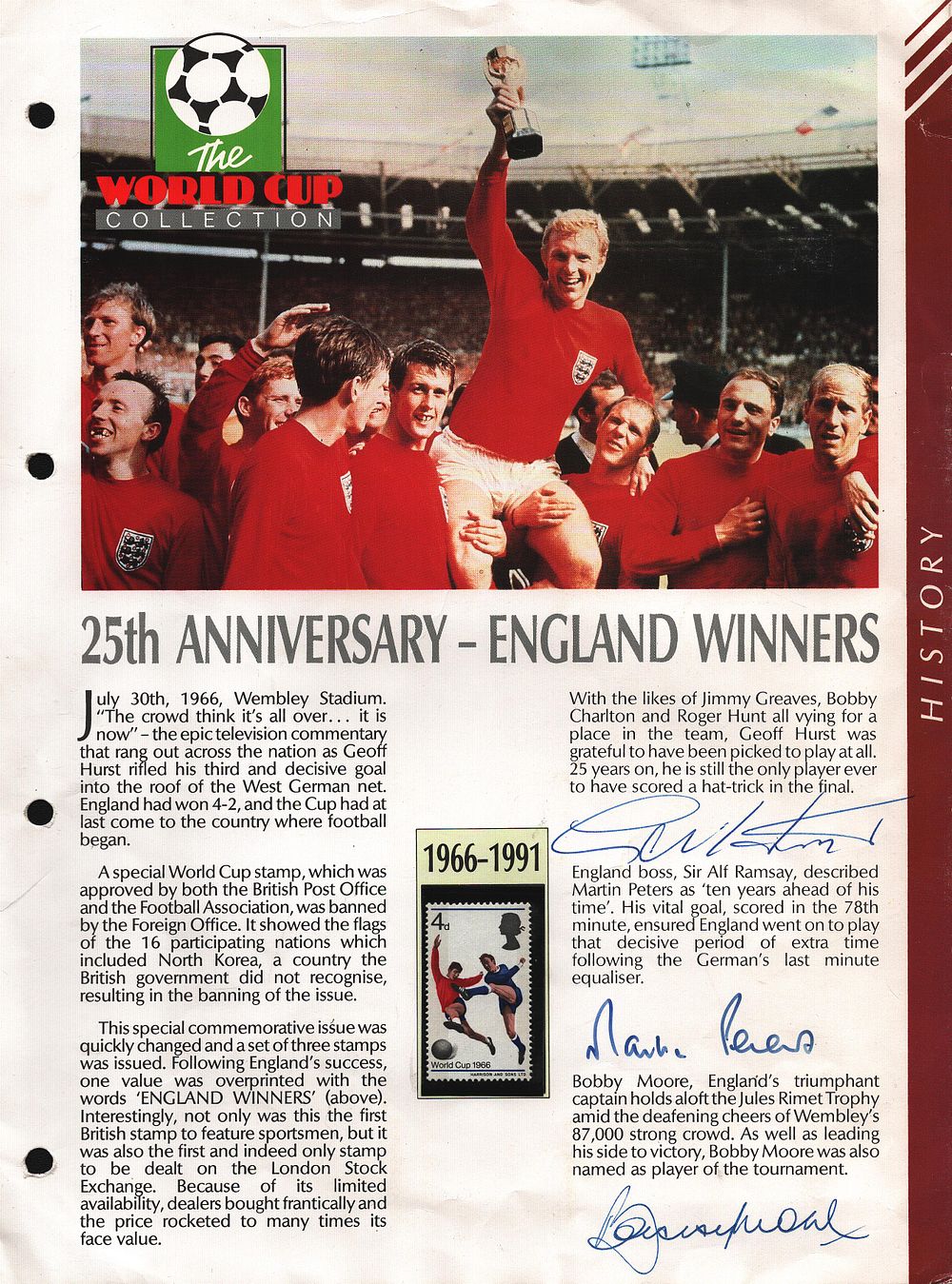 Lot 182: Geoff Hurst, Martin Peters & Booby Moore multi...