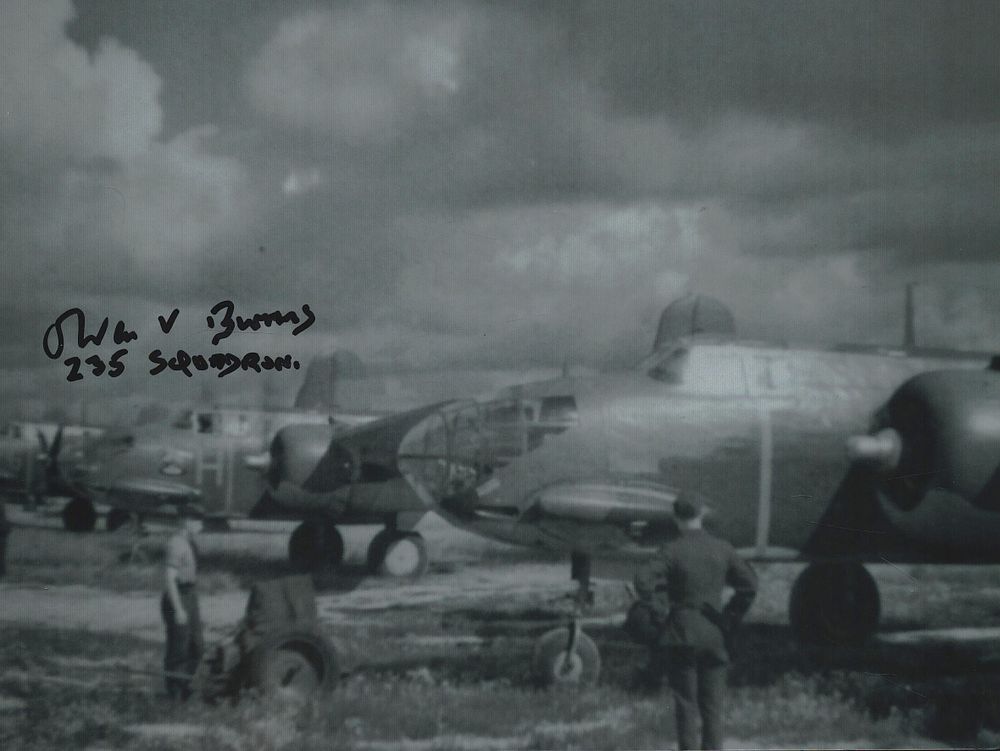 Lot 184: Owen Burns signed Flt Lt, 8x6 inch black...