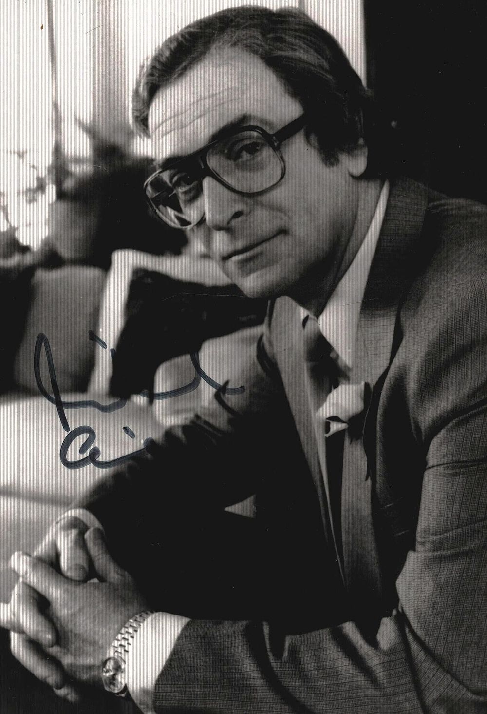 Lot 197: Michael Caine signed 6.5x4.5 inch black & white...