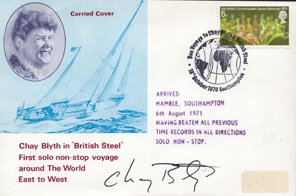 Lot 270: Chay Blyth FDC. Chay Blyth in British Steel....