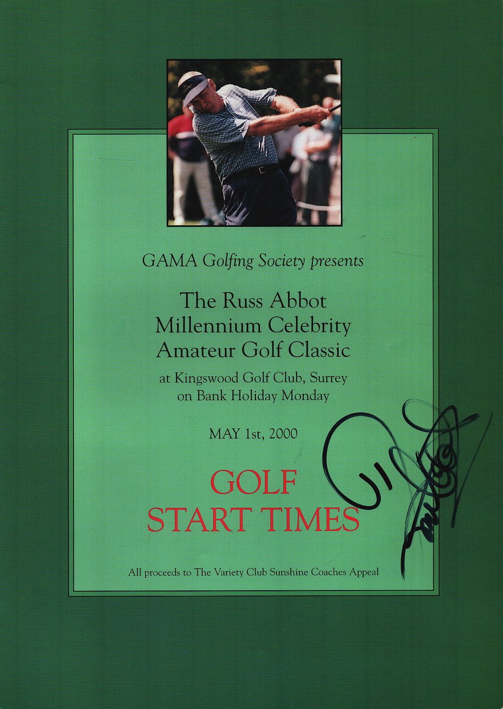 Lot 274: Russ Abbot signed Programme GAMA Golfing Society Presents....