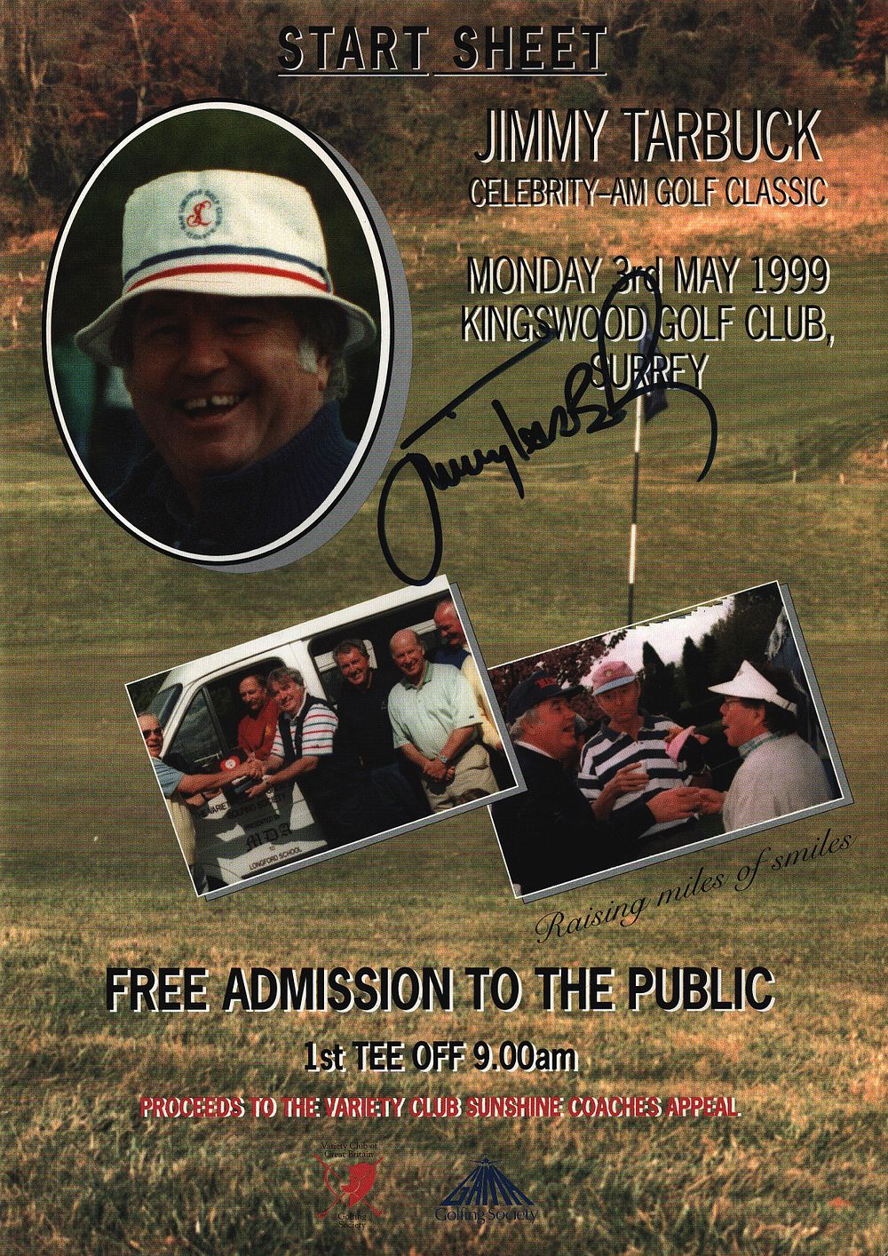Lot 275: Jimmy Tarbuck signed Event Start Sheet. 'Jimmy Tarbuck...