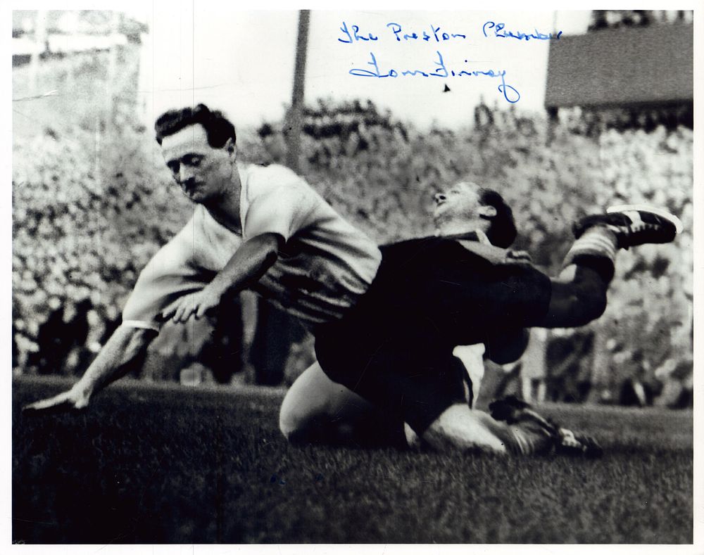 Lot 304: Tom Finney signed 10x8 black and white photo...