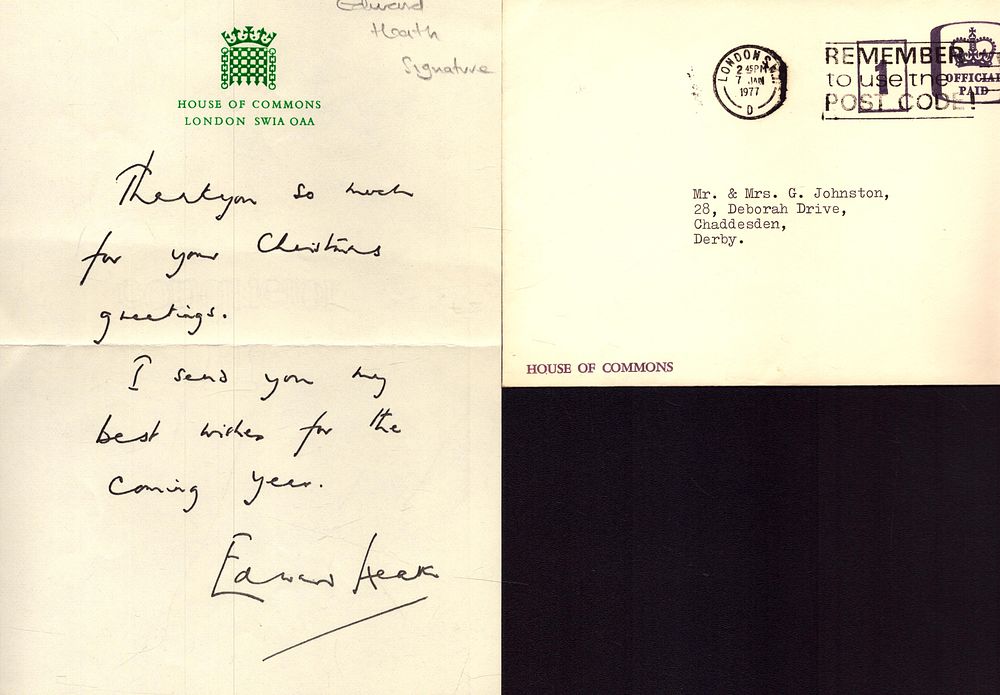 Lot 306: Edward Heath signed Letter on House of Commons...