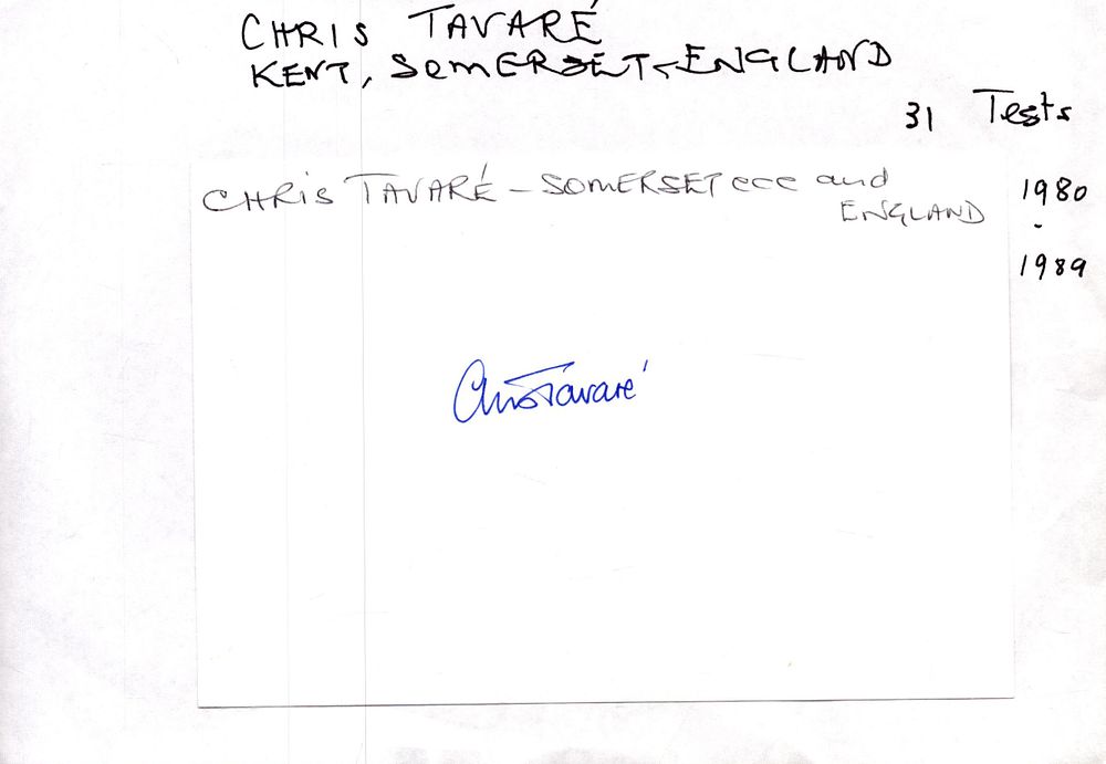 Lot 310: Chris Tavare signed signature piece.