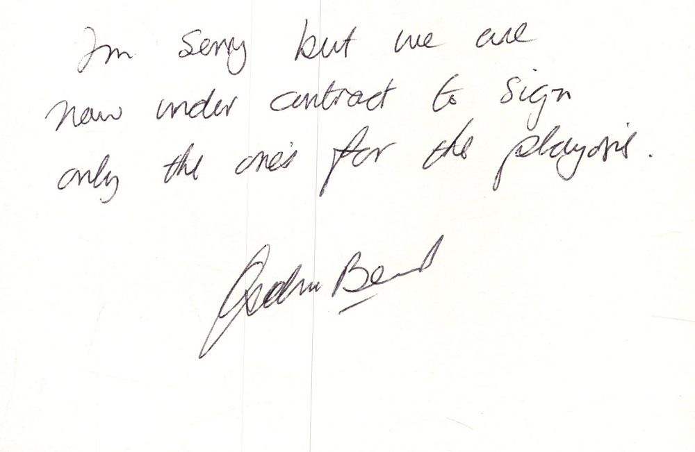 Lot 311: Gordon Banks signed Handwritten Note.