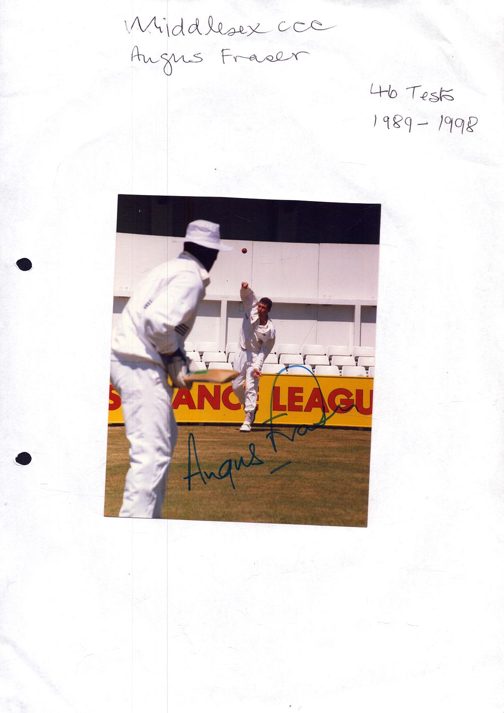 Lot 318: Angus Fraser signed coloured photo, approx 5x4.