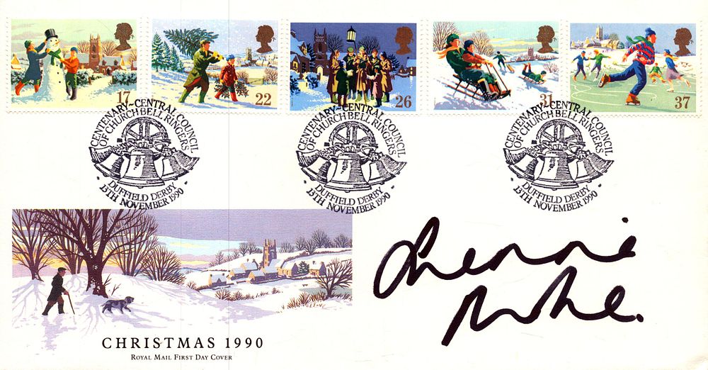 Lot 328: Sienna Miller signed Christmas 1990 FDC.