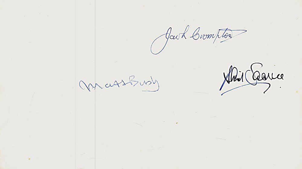 Lot 341: Matt Busby, Jack Cromption and David Sadler signed...
