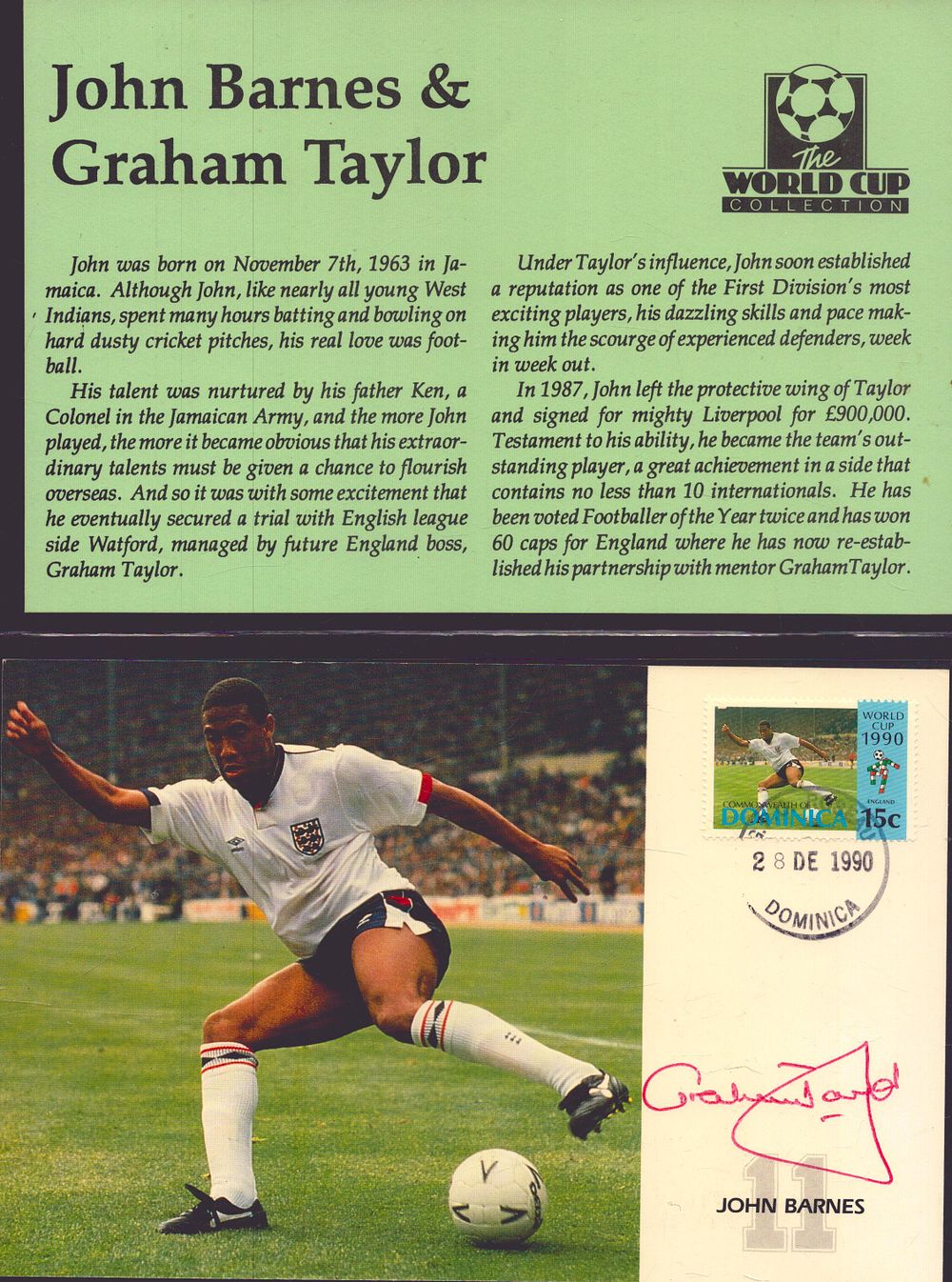 Lot 346: Graham Taylor signed FDC 1980, with John Barnes...
