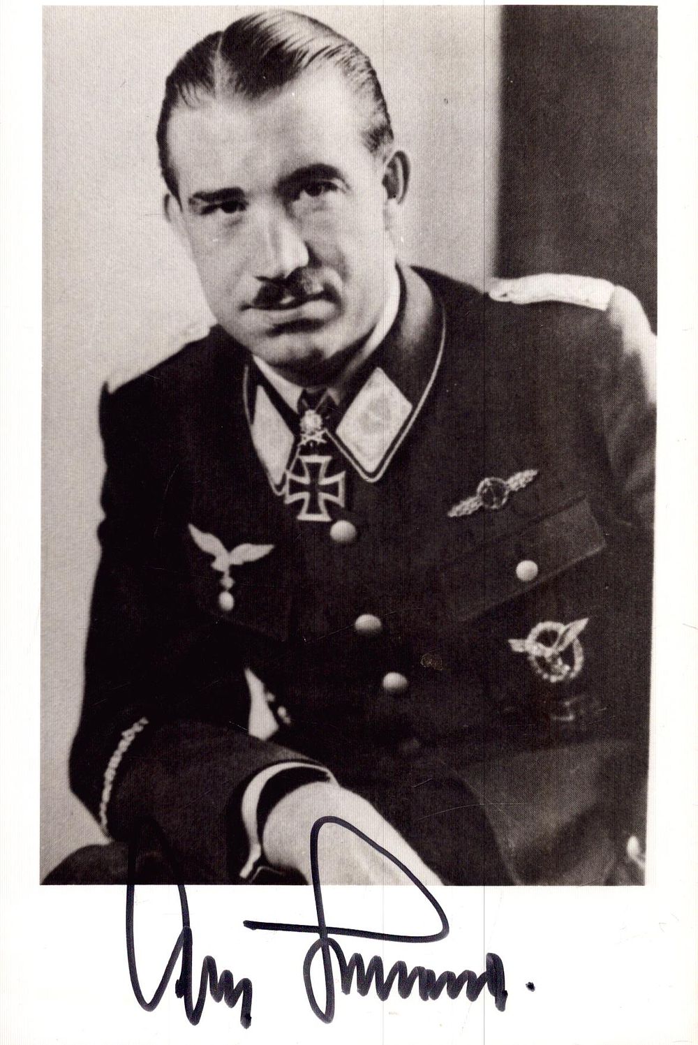 Lot 348: Adolf Galland signed black and white photo, approx...